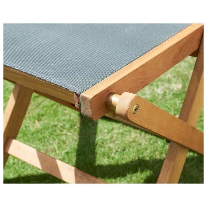 Lot de 4 chaises de jardin en bois d'acacia FSC et assise textilene - 50 x 57 x 90 cm - Gris Lot de 4 chaises de jardin en bois d'acacia FSC et assise textilene - 50 x 57 x 90 cm - Gris