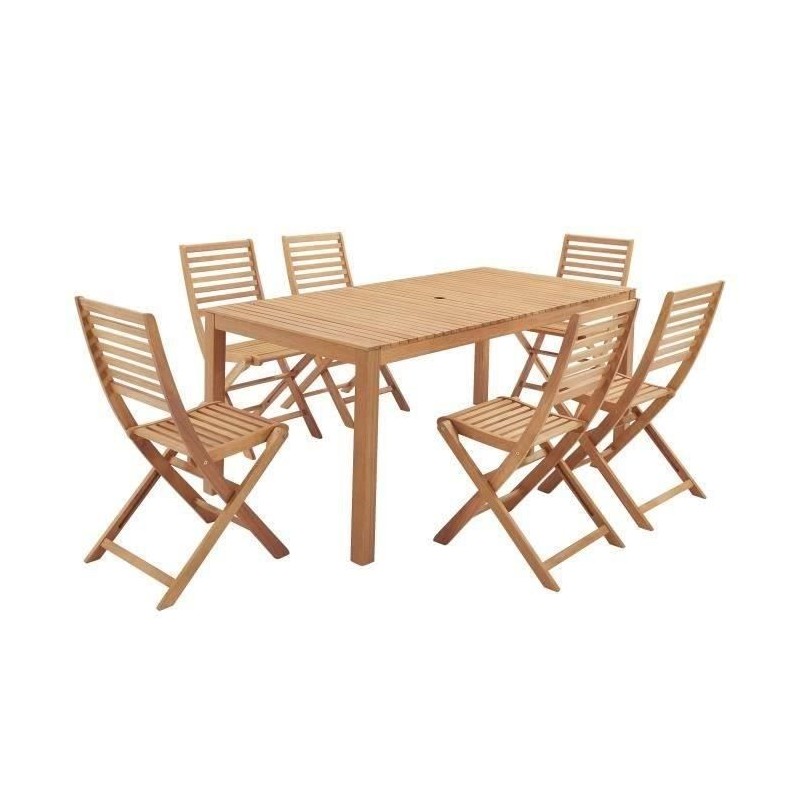 Ensemble repas de jardin 6 personnes - Table 160 x 90 cm + 6 chaises p
