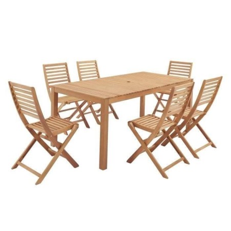Ensemble repas de jardin 6 personnes - Table 160 x 90 cm + 6 chaises p
