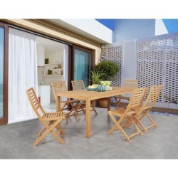 Ensemble repas de jardin 6 personnes - Table 160 x 90 cm + 6 chaises p