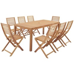 Salon de jardin en bois eucalyptus FSC 8 personnes - Table 180 x 90 cm