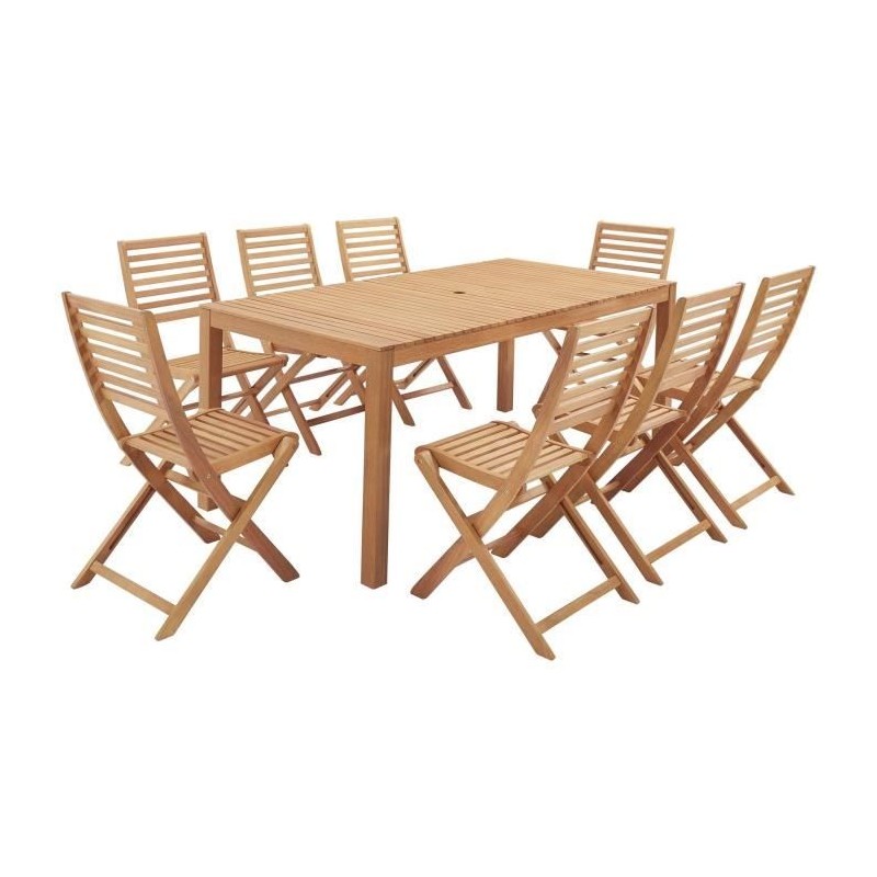 Salon de jardin en bois eucalyptus FSC 8 personnes - Table 180 x 90 cm Salon de jardin en bois eucalyptus FSC 8 personnes - Table 180 x 90 cm