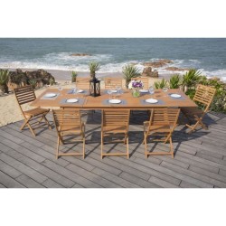Ensemble repas de jardin 8 a 12 personnes - Table extensible 200/250/3
