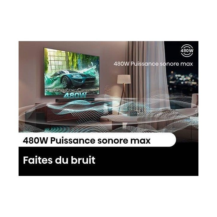 Barre de son - HISENSE - Caisson de basses sans fil - Bluetooth - 3.1 CH - Max 480 W Barre de son - HISENSE - Caisson de basses sans fil - Bluetooth - 3.1 CH - Max 480 W