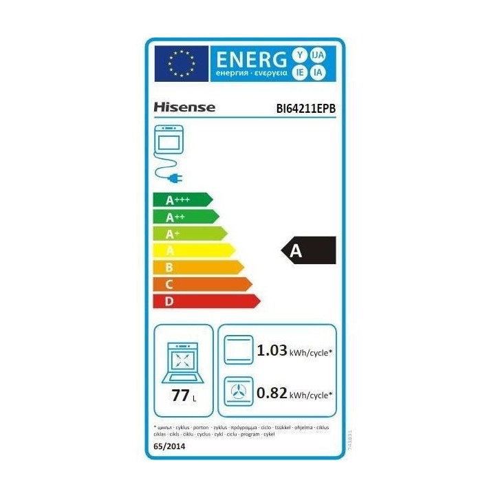 Four encastrable pyrolyse - HISENSE - BI64211EPB - Noir - Multifonctions - 77 L - AirFry - Classe A Four encastrable pyrolyse - HISENSE - BI64211EPB - Noir - Multifonctions - 77 L - AirFry - Classe A