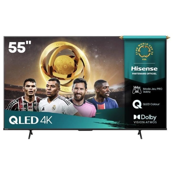 Hisense 55E7Q Pro - TV QLED 55 (139 cm) - 4K UHD 3840x2160 - 144 Hz - HDR10+ - TV connecté - 4xHDMI 2.1 - WiFi