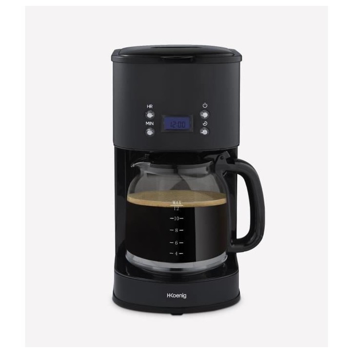 Cafetiere programmable - HKoeNIG - MG32 - 1,5 L (12 tasses) - 1000 W - Ecran LCD - Maintien au chaud - Noir et acier inoxydable Cafetiere programmable - HKoeNIG - MG32 - 1,5 L (12 tasses) - 1000 W - Ecran LCD - Maintien au chaud - Noir et acier inoxydable