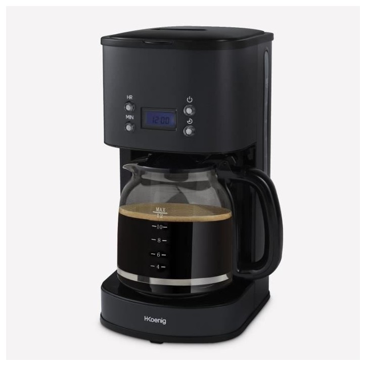 Cafetiere programmable - HKoeNIG - MG32 - 1,5 L (12 tasses) - 1000 W - Ecran LCD - Maintien au chaud - Noir et acier inoxydable Cafetiere programmable - HKoeNIG - MG32 - 1,5 L (12 tasses) - 1000 W - Ecran LCD - Maintien au chaud - Noir et acier inoxydable