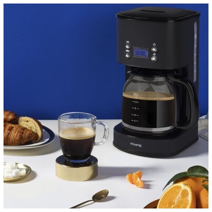 Cafetiere programmable - HKoeNIG - MG32 - 1,5 L (12 tasses) - 1000 W - Ecran LCD - Maintien au chaud - Noir et acier inoxydable Cafetiere programmable - HKoeNIG - MG32 - 1,5 L (12 tasses) - 1000 W - Ecran LCD - Maintien au chaud - Noir et acier inoxydable
