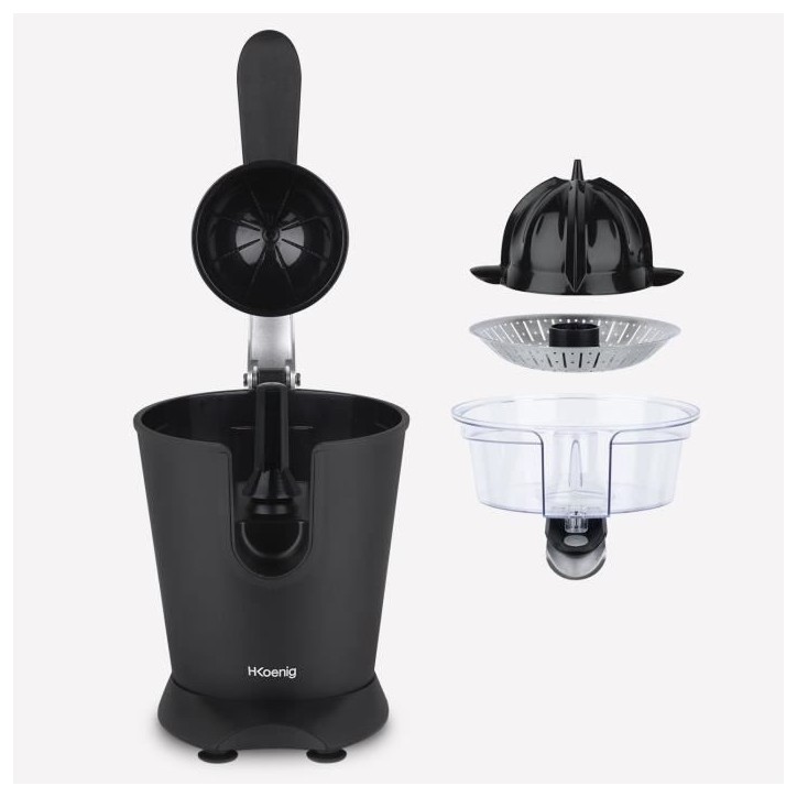 Presse agrumes - HKoeNIG - AGR82 - Electrique - 160 W - Appareil silencieux - Noir mat et acier inoxydable Presse agrumes - HKoeNIG - AGR82 - Electrique - 160 W - Appareil silencieux - Noir mat et acier inoxydable