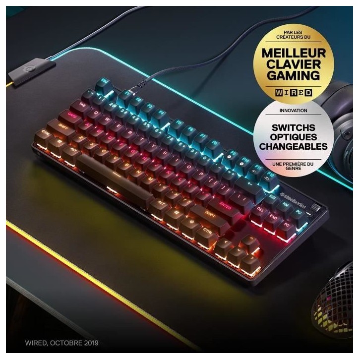 Clavier Gaming - AZERTY - STEELSERIES - Apex 9 TKL FR - Sans Pavé Numérique - Rétroéclairé - Noir Clavier Gaming - AZERTY - STEELSERIES - Apex 9 TKL FR - Sans Pavé Numérique - Rétroéclairé - Noir