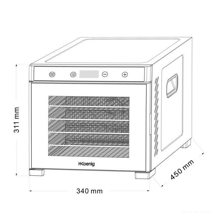 Déshydrateur HKoeNIG - DSY900 - Température de 35°C a 70°C - Minuterie intégrée - 650W