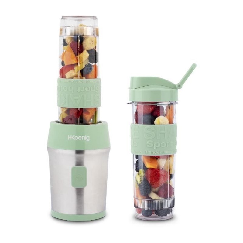 Mini blender - H.KoeNIG - SMOO18 - 300 W - 570 mL - Vert pastel - 2 go Mini blender - H.KoeNIG - SMOO18 - 300 W - 570 mL - Vert pastel - 2 go