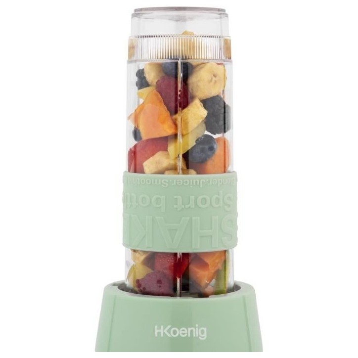 Mini blender - H.KoeNIG - SMOO18 - 300 W - 570 mL - Vert pastel - 2 gourdes incluses - Sans BPA