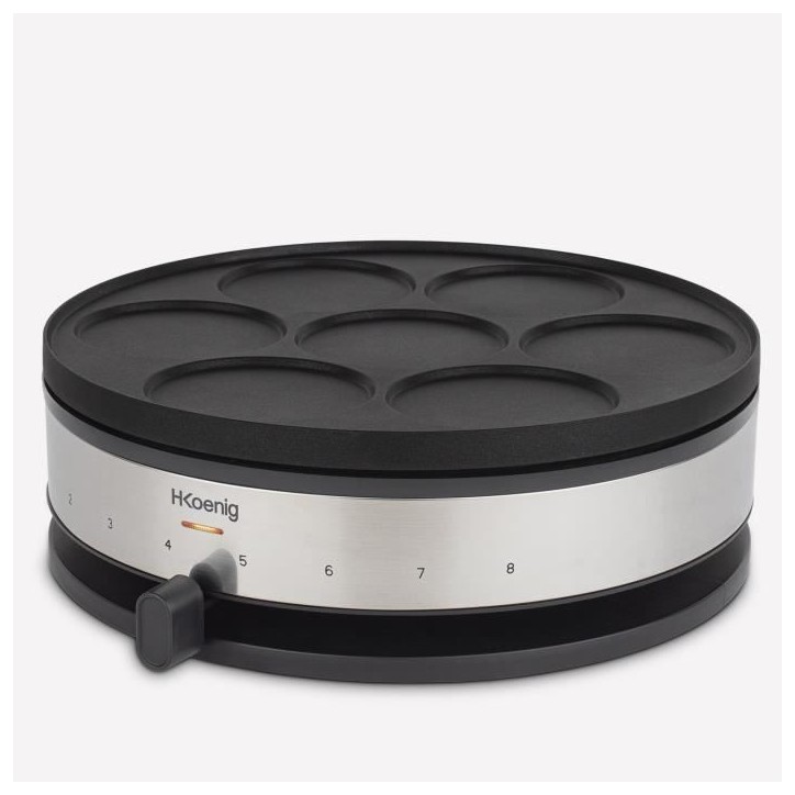Crepiere HKoeNIG - KREP56 - Plaque réversible amovible - Surface de cuisson 33 cm - 1500W - Noir/Acier