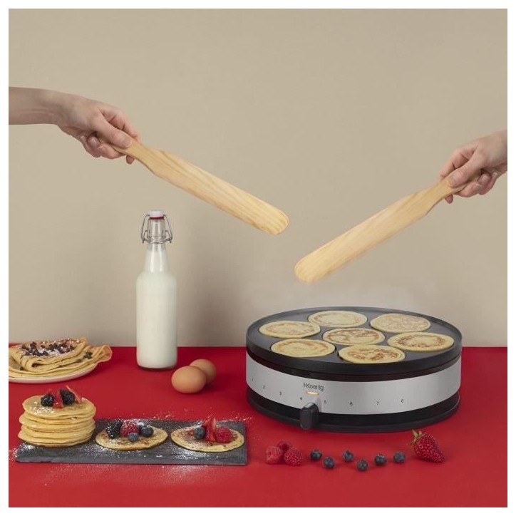 Crepiere HKoeNIG - KREP56 - Plaque réversible amovible - Surface de cuisson 33 cm - 1500W - Noir/Acier