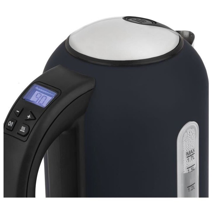 Bouilloire programmable - HKoeNIG - Boe56 - 1,7L - 2200 W - Température réglable - Ecran LCD - Bleu nuit mat et acier inoxydab