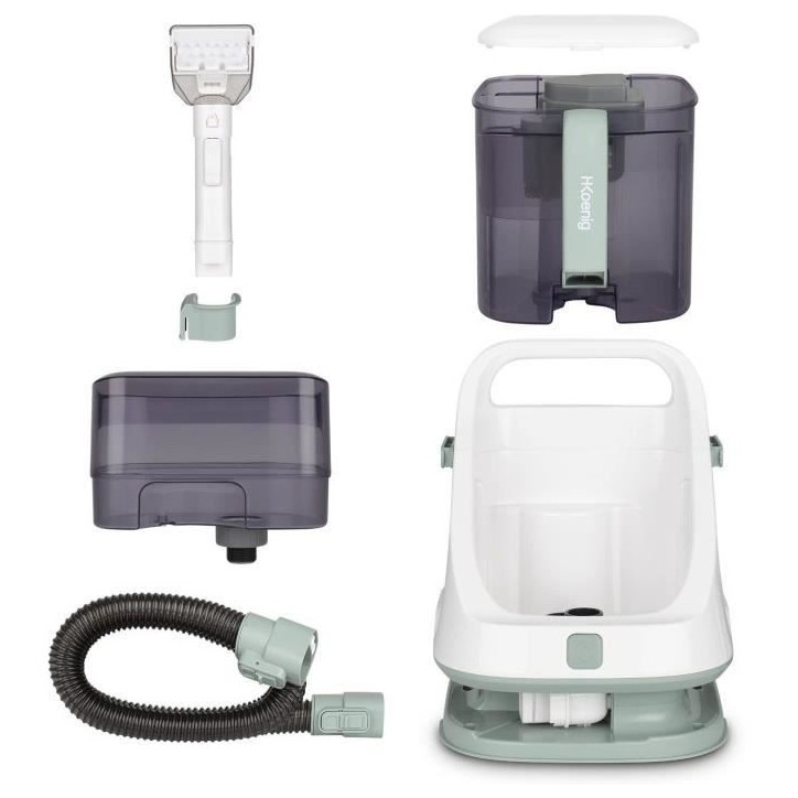 Nettoyeur textile a main HKoeNIG TWT77 - Réservoirs a eau propre et sale amovibles - Capacité 1,4L/1,2L - Puissance 650W Nettoyeur textile a main HKoeNIG TWT77 - Réservoirs a eau propre et sale amovibles - Capacité 1,4L/1,2L - Puissance 650W