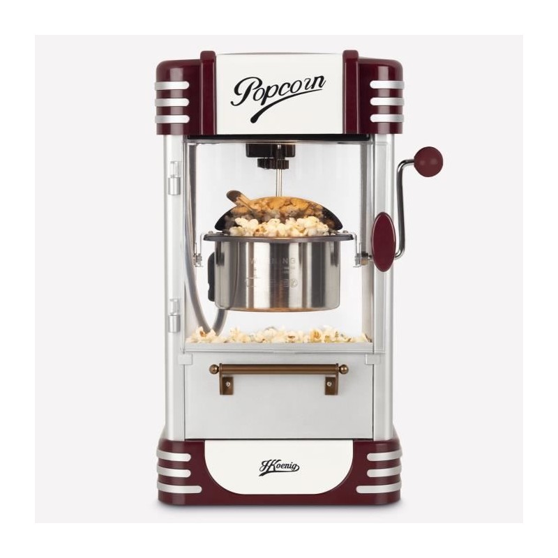 Machine a popcorn HKoeNIG - POP330 - Design retro - Capacité 50g - Lu