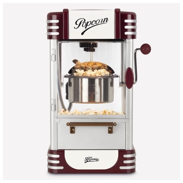 Machine a popcorn HKoeNIG - POP330 - Design retro - Capacité 50g - Lumiere intérieure de maintien au chaud - 360W