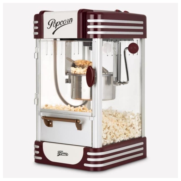 Machine a popcorn HKoeNIG - POP330 - Design retro - Capacité 50g - Lumiere intérieure de maintien au chaud - 360W