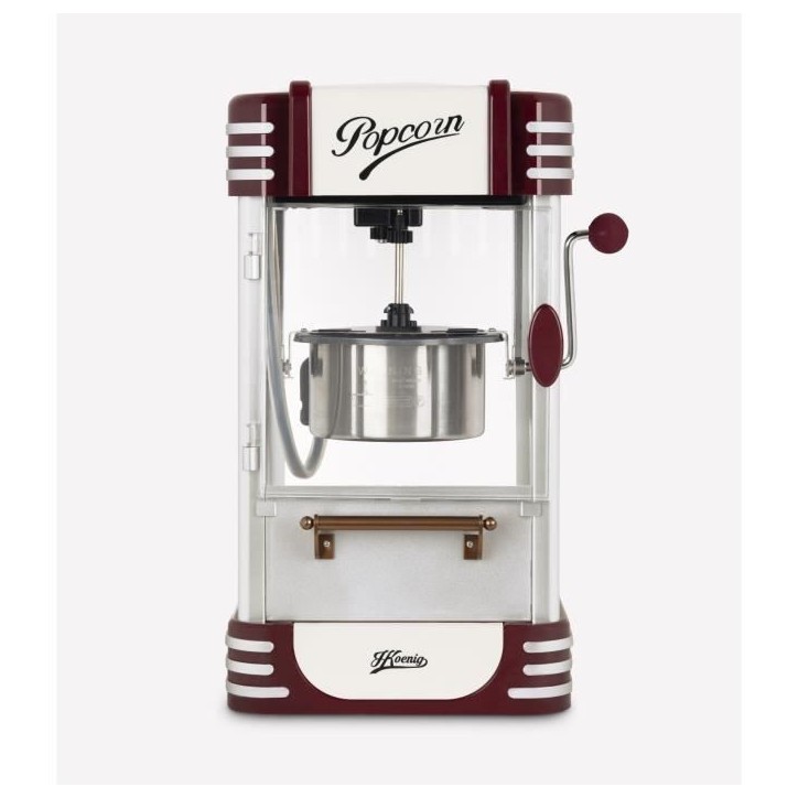 Machine a popcorn HKoeNIG - POP330 - Design retro - Capacité 50g - Lumiere intérieure de maintien au chaud - 360W
