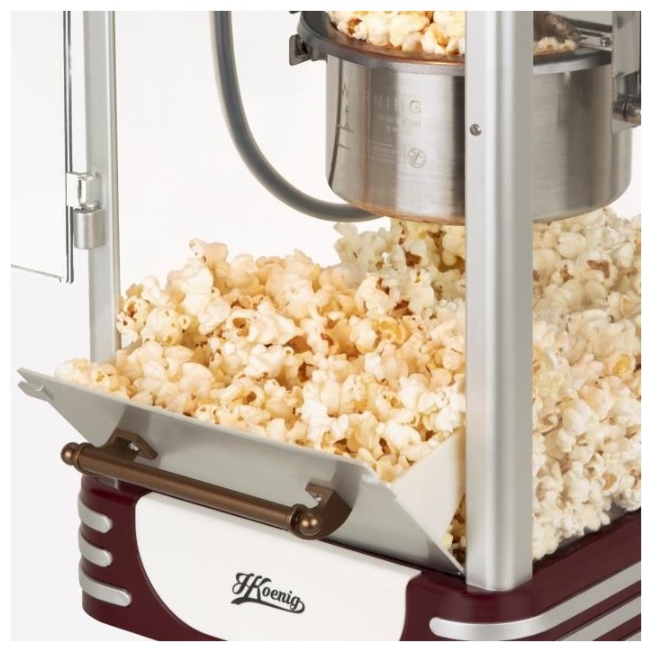 Machine a popcorn HKoeNIG - POP330 - Design retro - Capacité 50g - Lumiere intérieure de maintien au chaud - 360W