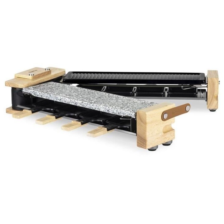Appareil a raclette HKoeNIG - WOD360 - Jusqu'a 8 personnes - Pierre a cuire base rotative - Design bois - 1400W Appareil a raclette HKoeNIG - WOD360 - Jusqu'a 8 personnes - Pierre a cuire base rotative - Design bois - 1400W