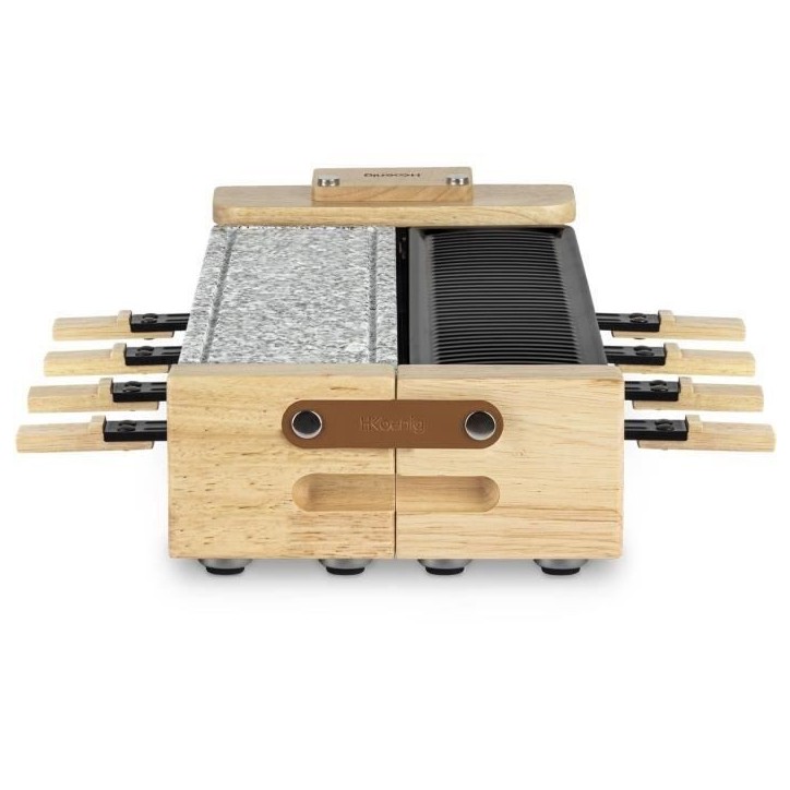 Appareil a raclette HKoeNIG - WOD360 - Jusqu'a 8 personnes - Pierre a cuire base rotative - Design bois - 1400W Appareil a raclette HKoeNIG - WOD360 - Jusqu'a 8 personnes - Pierre a cuire base rotative - Design bois - 1400W