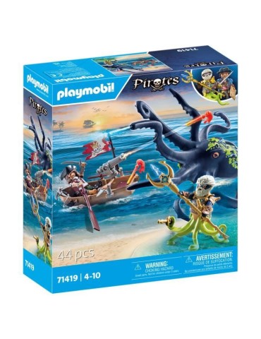 PLAYMOBIL - Pirate avec pieuvre géante - Pirates - Canon - 44 pieces - Des 4 ans