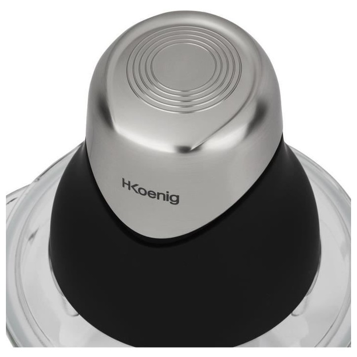 Mini hachoir électrique - H.Koenig - LEO8 - 320 W - Bol en verre 1 L - Lames en acier inoxydable - Noir mat et chrome Mini hachoir électrique - H.Koenig - LEO8 - 320 W - Bol en verre 1 L - Lames en acier inoxydable - Noir mat et chrome