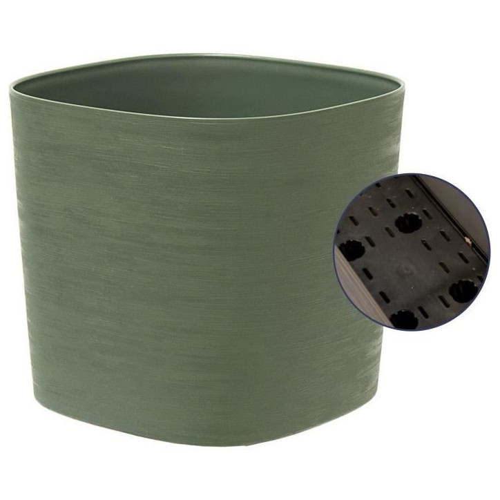 Pot avec réserve d'eau - GARDEN ID Respect - Vert-de-gris 20 x 20 cm - 100% déchets ménagers - 100% recyclable - Surface stru