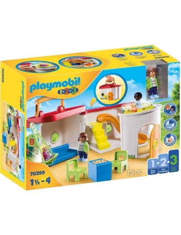PLAYMOBIL - Garderie transportable - Bleu - Playmobil 1.2.3 - Pour Enfant de 18 mois et plus