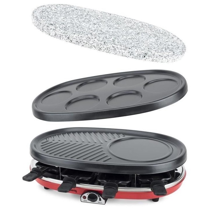 Appareil a raclette 4 en 1 HKoeNIG - RP418 - Juqu'a 8 personnes - 3 plaques interchangeables - Température réglable - 1500W Appareil a raclette 4 en 1 HKoeNIG - RP418 - Juqu'a 8 personnes - 3 plaques interchangeables - Température réglable - 1500W