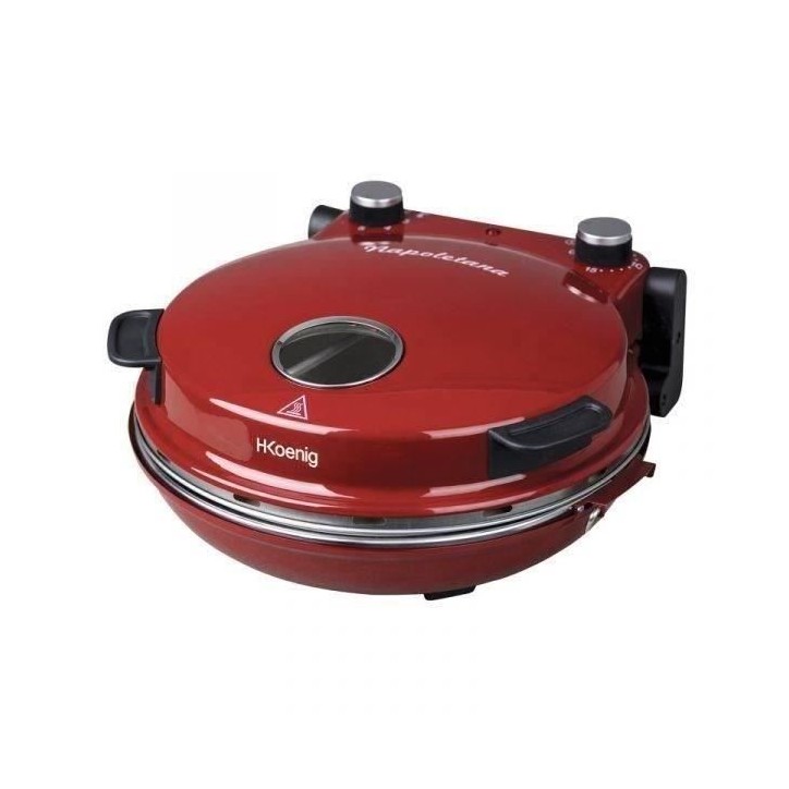 Four a pizza HKoeNIG - NAPL350 - Plaque Cuisson 32cm - Température jusqu'a 350°C - Rouge - 1200 W