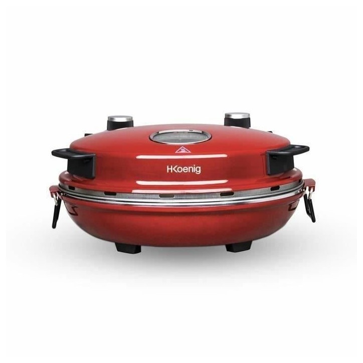 Four a pizza HKoeNIG - NAPL350 - Plaque Cuisson 32cm - Température jusqu'a 350°C - Rouge - 1200 W