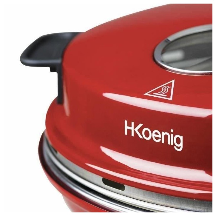 Four a pizza HKoeNIG - NAPL350 - Plaque Cuisson 32cm - Température jusqu'a 350°C - Rouge - 1200 W