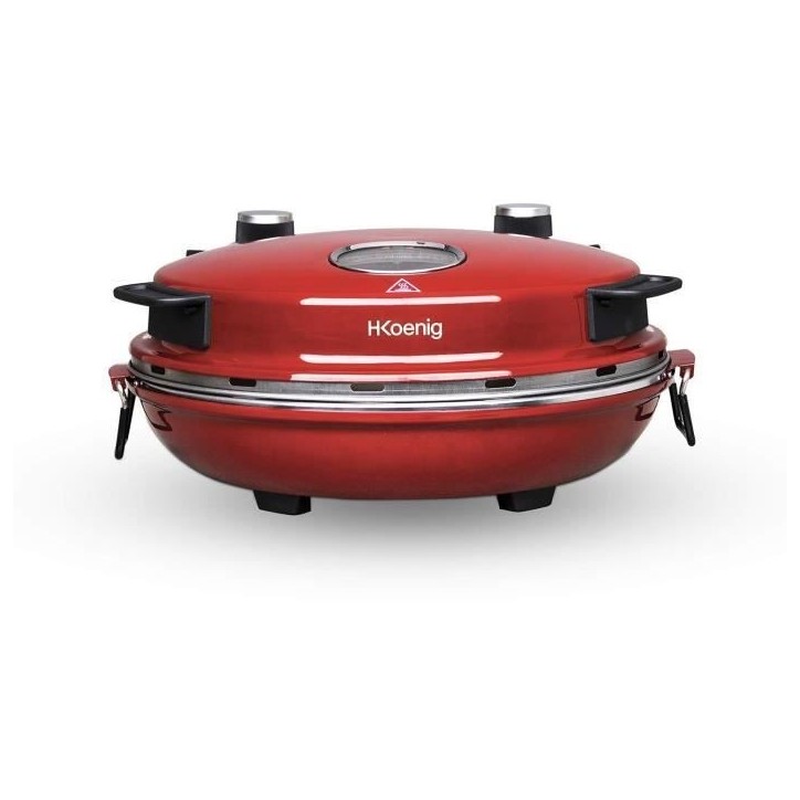 Four a pizza HKoeNIG - NAPL350 - Plaque Cuisson 32cm - Température jusqu'a 350°C - Rouge - 1200 W