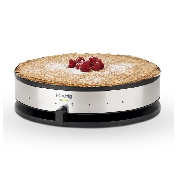 Crepiere HKoeNIG - KREP29 - Surface de cuisson 33cm - Revetement anti-adhésif - Température jusqu'a 230°C - 1300W - Bandeau I