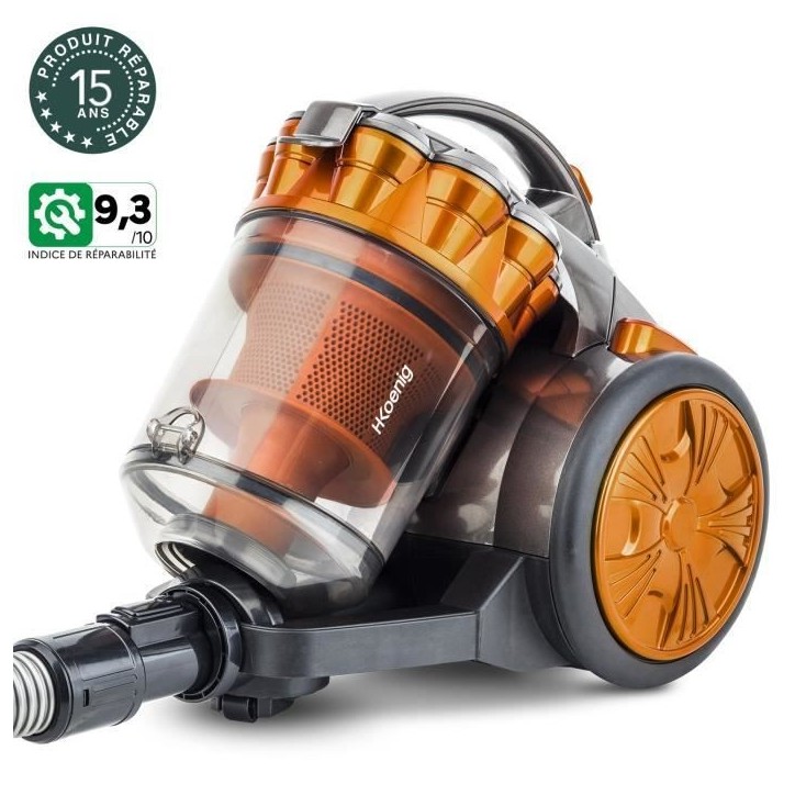Aspirateur multicyclonique sans sac HKoeNIG STC60 Compact + - Tube télescopique en aluminium - Classe A Aspirateur multicyclonique sans sac HKoeNIG STC60 Compact + - Tube télescopique en aluminium - Classe A