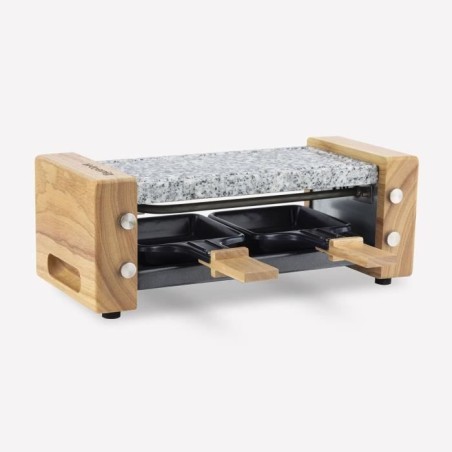 Appareil a raclette HKoeNIG - WOD2 - Jusqu'a 2 personnes - Pierre a cuire - Design Bois - 350W