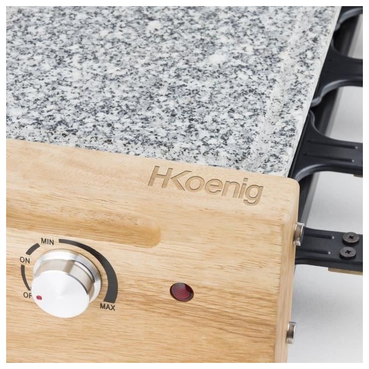 Appareil a raclette HKoeNIG - WOD8 - Jusqu'a 8 personnes - Pierre a cuire - Design Bois - 1200W Appareil a raclette HKoeNIG - WOD8 - Jusqu'a 8 personnes - Pierre a cuire - Design Bois - 1200W