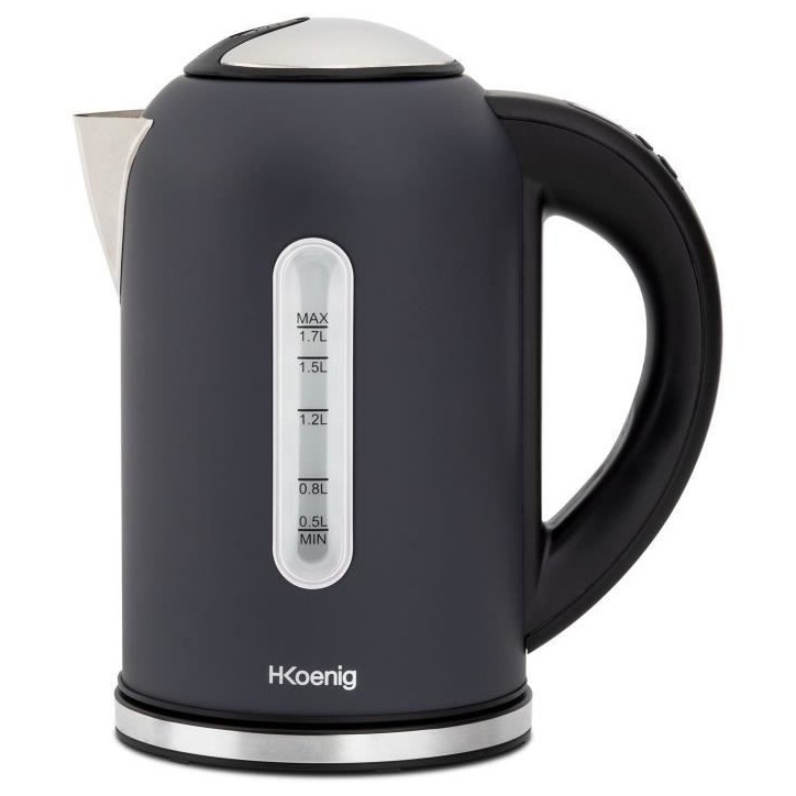 Bouilloire H.KoeNIG Boe52 - Capacité 1,7 L - Température réglable 40 a 110°C - Ecran LCD - Gris mat