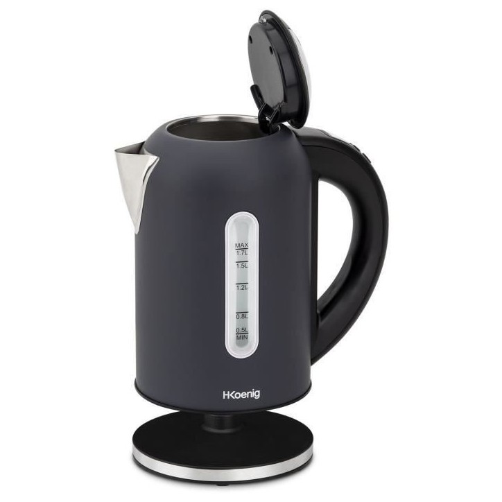 Bouilloire H.KoeNIG Boe52 - Capacité 1,7 L - Température réglable 40 a 110°C - Ecran LCD - Gris mat