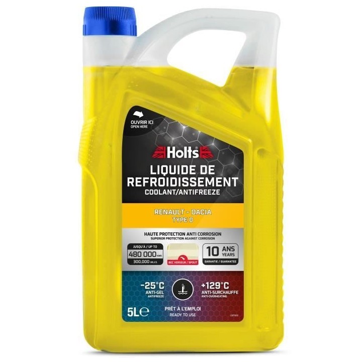 Liquide de Refroidissement - HOLTS - HAFR0004B - Dédié Renault-Dacia Type D 5L + Bec