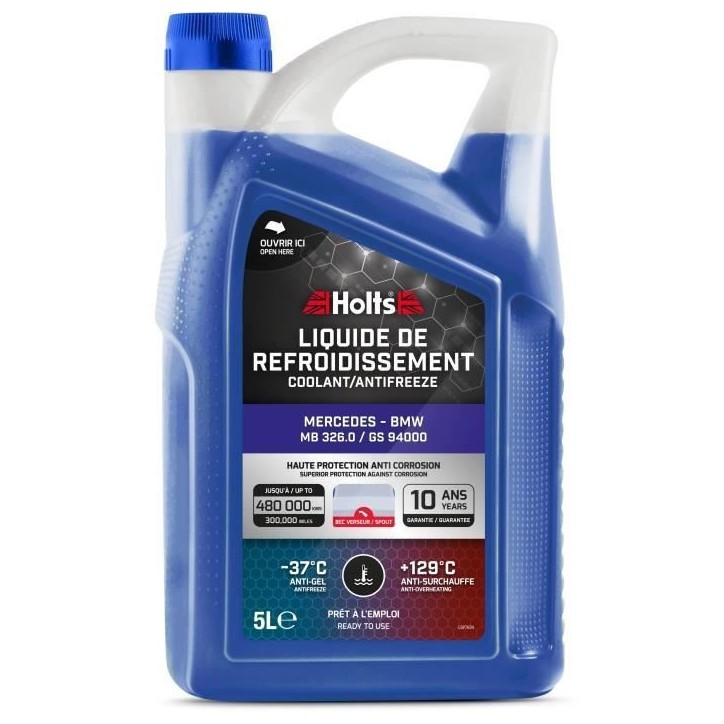 Liquide de Refroidissement - HOLTS - HAFR0008B - Dédié Mercedes - BMW 325.0 / GS94000 5L + Bec