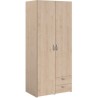 Armoire VARIA - Décor chene et blanc - 2 portes - 2 tiroirs - 80,7 x