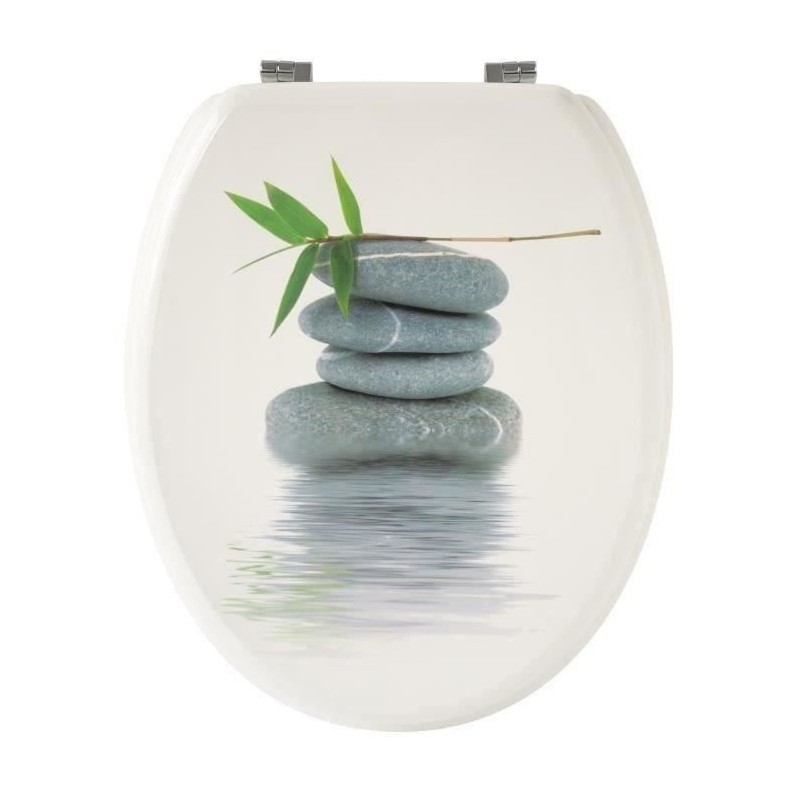 Abattant WC Galets gris - GELCO - Universel - Bois moulé MDF - Fixati
