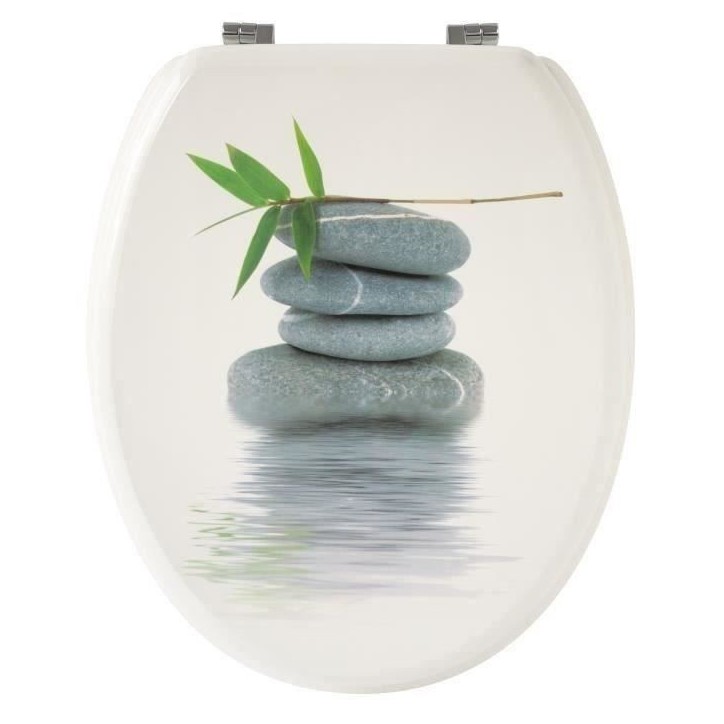 Abattant WC Galets gris - GELCO - Universel - Bois moulé MDF - Fixations universelles Abattant WC Galets gris - GELCO - Universel - Bois moulé MDF - Fixations universelles