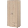 Armoire VARIA - Décor chene et blanc - 2 portes - 2 tiroirs - 80,7 x